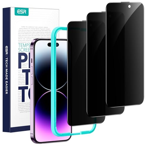 ESR 3 Pack for iPhone 14 Pro Privacy Screen Protector, Anti-spy Tempered-Glass Privacy Screen Protector, Micro-curved Edges, Case Friendly