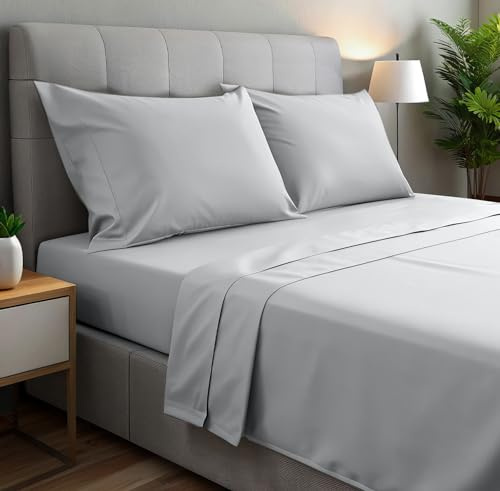 gobedreams Bettlaken Set 135x190/200 Hellgrau Mikrofaser 4-teilig