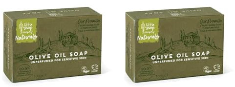 Little Soap Olive Oil Soap Bar - Vegan, Cruelty Free, No SLS or Parabens, Mediterranean Range, Bar of Soap Perfect for Sensitive Skin, Natural Eco Friendly Body & Hand Soap, 100g (Olive) (Pack of 2)