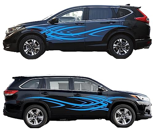 Autoaufkleber Sticker für Karosserieseiten Großer Flammen-Totem Aufkleber für Autos (Blau)