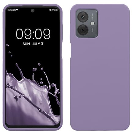 kwmobile Handyhülle für Motorola Moto G14 Hülle - Case Silikon - Kabelloses Laden - Schutzhülle Cover in Veilchen Lila