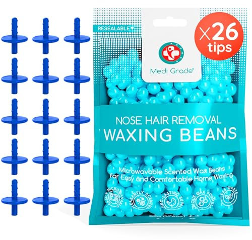 Medi Grade Nasenwachsperlen und Ersatzspitzen für das Medi Grade Nasenwachs-Set – Umweltfreundliche Wachs Haarentfernung Nachfüllpackung für Unschönes, Juckendes Nasenhaar — 50 g Perlen und 26 Spitzen