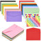 LPAMABA 75 Stück Mini Briefumschläge 15 Farben Bunt Umschläge 12,5x17,5cm Klein Kuvert Farbig Briefkuvert 3 Blätter Aufkleber für Geschenke Grußkarten Einladung Geburtstagskarten Hochzeiten Party