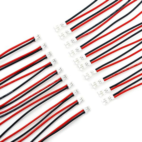 10 Paar JST-PH 2,0 2 Pin Stecker und Buchse mit 10 cm weichem Silikonkabel für Akku JJRC H36 H67 Blade Inductrix E010