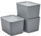 Iris Ohyama, 3er-Set Plastik-Aufbewahrungsboxen mit nicht-klippbarem Deckel, Stapelbar, für Küche, Bad, Schlafzimmer, Schrank, Büro, Solide und Nachhaltige Organisation, SNL-MD