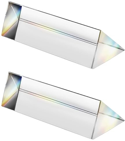 2PCS Crystal Optical Glass Triangular Prism, 30 * 150mm Prism Rainbow Spectrum Experiments Glass, K9 Crystal Triangle Prism, Clear Lens For Light Spectrum Physics, Rainbow Effect Photo