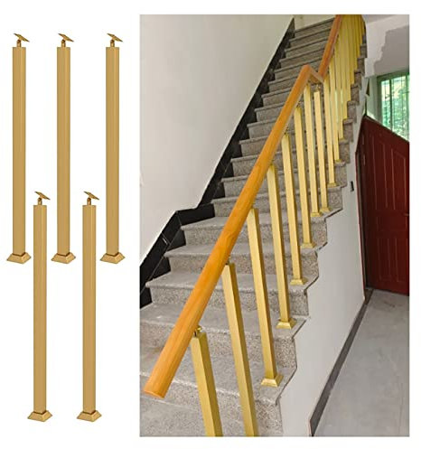 Ringhiera per scale per interni, montante per scala moderna con finitura in ferro metallico per gradini del garage per scale del corridoio, soppalco, barra di supporto per corrimano (5 Pack H)