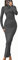 Haibang Women Bodycon Maxi Dress Sexy Lounge Long Dress Elegant Long Sleeve Ruched Dresses Crew Neck Slim Fit Cocktail Night Club Party Dress Dark Grey