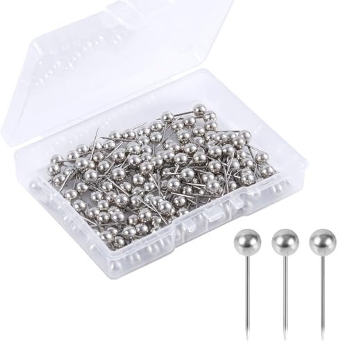 200pcs Map Push Pins,World Map Pins Round Head Drawing Pins for Travel Map Small Thumb Tacks Marking Pushpins for Cork Board Bulletin Picture Photo Home Office School DIY Craft (Silvery White)