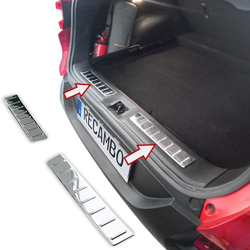RECAMBO Ladekantenschutz Edelstahl kompatibel für Renault Kadjar | BJ 2015-2022 - Hochglanz poliert, Chrom Look - Styling und Schutz für die Stoßstange