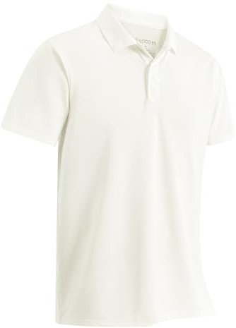 33,000ft Men's Polo Shirt Short Sleeve T-Shirt Golf Polo Moisture Wicking Quick Dry Polos Outdoor Sports Athletic Tennis Performance Breathable T-Shirt for Tennis Work Cream(Nylon Spandex) L
