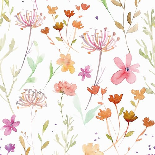 VEELIKE Papel Pintado Flores Rosa Crisantemo 44.5 cm × 900 cm Papel Pintado Pared Dormitorio Niña Murales Decorativos Pared Salon Vinilos para Muebles Cocina Decoracion Habitacion Baño Extraíble