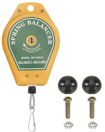 PATIKIL Retractable Spring Balancer, 6.6-11lbs (3-5kg) Bearing Spring Tool Load Balancer 9 Feet Adjustable Cable Retractor Holder with Positioner for Assembly Line Hanging, Yellow