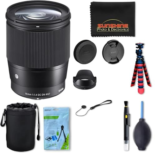 Sigma Obiettivo contemporaneo 16 mm f1.4 DC DN per Sony E con Sunshine Photo Professional Bundle