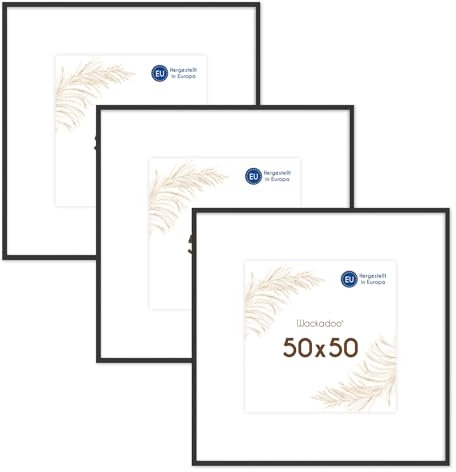 Wackadoo Bilderrahmen quadratisch 50x50 schwarz 3er Set Holz Bilderrahmen Set Fotowand Fotorahmen mit Glas Holz Picture frame poster