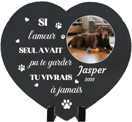 Umitive Individueller Grabstein für Haustiere - Personalisierte Gedenktafel mit Foto & Name - Hundegrab, Tierfriedhof Dekoration - Erinnerungsgeschenk für verstorbene Tiere (Style J)