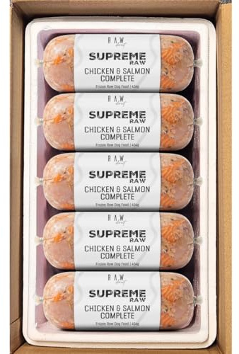 RAW DIRECT Supreme Raw Frozen BARF Dog Food - 454g Rolls - Variety Flavours – Box of 10, 20, 30 Rolls - Premium Natural Barf Diet - High-Protein, Grain-Free & Nutrient-Rich (10, CHICKEN & SALMON)