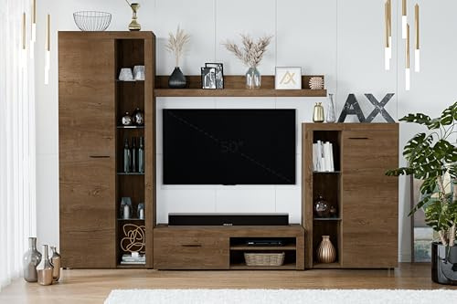 AXLIVING Spacoro Wohnwand Eiche Lefkas Wohnzimmerschrank 270 cm