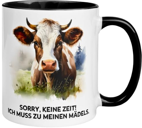 Landwirt Geschenk Tasse | Sorry keine Zeit - Ich muss zu meinen Mädels | Lustige Kuh Tasse für Landwirt Bauer Landwirtin | Geschenkidee Bauernhof & Landleben