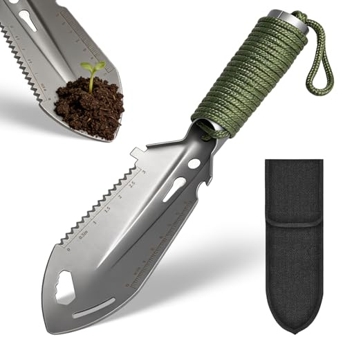 Mini Pelle à Main avec Sac de Transport,9 en 1 Pelle Camping Multifonctionnel,avec Sac de Transport pour Camping, Bivouac, Survie, Randonnée et Jardinage