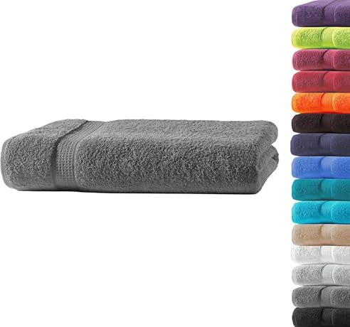 Loomiva Premium Qualität Frottier Badetuch | 100x150 cm | Anthrazit | 500g/m² | ideal für Reisen & Gym und Sport | 100% Baumwolle | Extra Weich | Öko-TEX Standard 100
