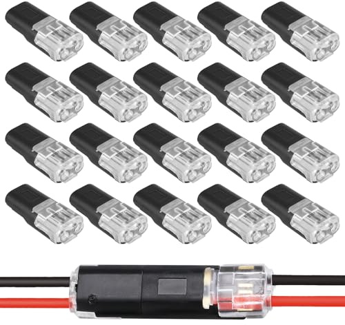 Double Wire Plug in Connector with Locking Buckle, Flame Retardant Locking Wire Quick Connectors, Suitable for Emergency Repairs, Home and Automotive Wiring, Easy to Use (20PCS)