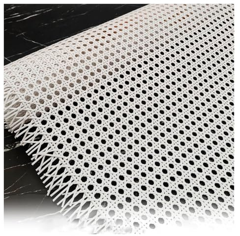 Weiß Wiener Geflecht Sackleinen-Stoffrolle,Wasserdicht Kunststoff PE Rattan Gurtband Meterware,Rattan-Mesh-Rollengewebe Korbgeflechtgurt für Möbel,Stuhl Restaurierung Projekte(100cmx2.5m)