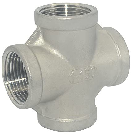 Megairon Rosca hembra NPT de 1 pulgada Acoplamiento de 4 vías, cruz, montaje de tubería de acero inoxidable 304 fundido