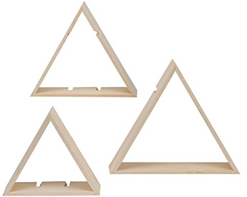 Glorex 6 1320 302 - Design Rahmen aus Holz dreieckig, 3 Stück in 3 verschiedenen Größen, ca. 32 x 28 x 10 cm, 29 x 25 x 10 cm und 25 x 21 x 10 cm
