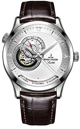 REEF TIGER Herren Uhr analog Automatik mit Leder Armband RGA1693-YWS1