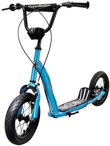 HyperMotion Kinderroller, Roller für Kinder, City Kick Scooter für Mädchen und Jungen ab 8 Jahre, Kickboard, Tretroller, aufblasbare Räder 30cm, Blau