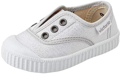 Victoria 1915 Inglesa Elastico Lurex, Zapatillas Niñas, Plateado, 18 EU