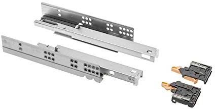 MS Beschläge Unterflurführungen 1 Paar Schubladenauszüge Schubkastenauszug mit Soft Close System Vollauszug 45mm Höhe Schubladenschienen Selbsteinzug (350mm)