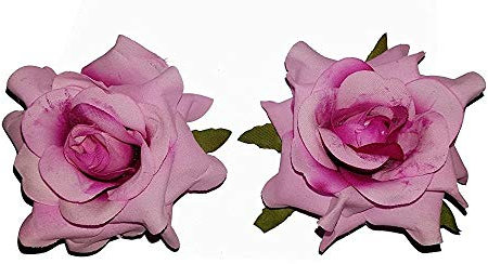 Tia Crafts Pink Fabric Rose Flower Hair Clip For Women ( Pack Of 2 )