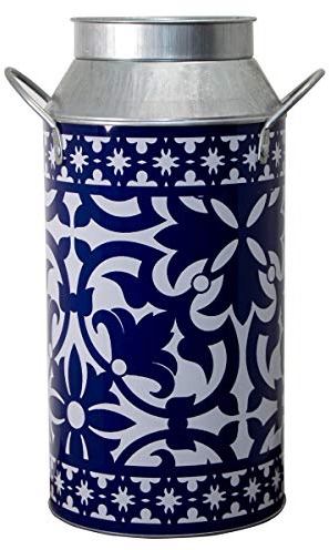 Antikas - Vintage Milchkanne - Blechkanne, Blau-Silber, Portugiesisch