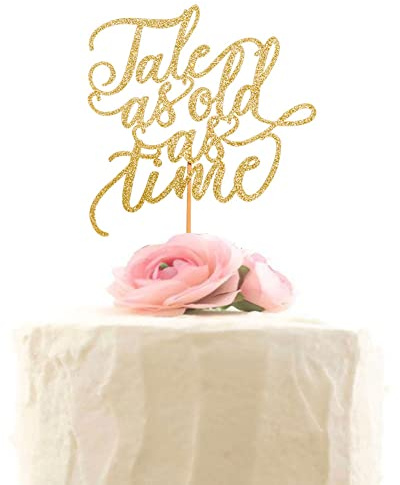 Tortenaufsatz Tale As Old As Time – Die Schöne und das Biest Kuchendekoration (goldener Glitzer)