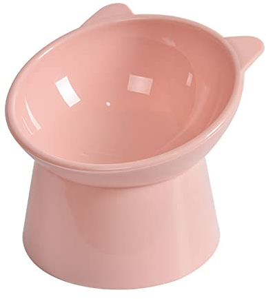 Koomuao Katze Futternapf,Erhöhte Katzennäpfe 15 °Kippbare katzennäpfe,erhöhter Futternapf schützt die Wirbelsäule des Haustiers Futternapf Ergonomisch, Katzenfressnapf (Rosa)