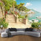3D-Fototapete für Garten, Balkon, Treppe, See, Aussicht, 3D Wohnzimmer, Sofa, Schlafzimmer, TV-Hintergrundbild, Tapete, Dekoration, 300 x 210 cm