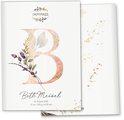 Olgs Impfpasshülle Individualisiert Buchstabe Ausweishülle Schutzhülle für Dokumente MIT DER GRÖßE 9,3 x 13CM personalisierbar mit Namen (24 Motiv, Impfpass personalisiert)