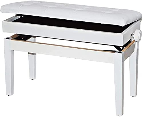 DRSM Klavierbänke für 2 Personen, verstellbares Hebekissen, gepolsterte Klaviertastaturbänke mit Aufbewahrung, Musikbuch, Wohnzimmer, Eingangsbereich, Schuhe, Hocker (weiß)