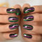Dark Purple Metallic Holographic Chrome Coffin Medium Press on Nails Short Length Mirror Ballet False Nails Glossy Gel Shine Fake Nail Tips 24 pcs/kit