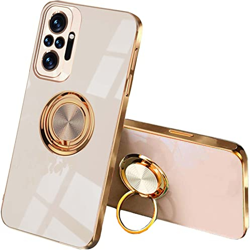 QIYIN Handyhülle für Xiaomi Redmi Note 10 Pro, Ultradünne Stoßfeste Schutzhülle für Damen, Bunt Silikon Case, Schützen Sie die Kamera Stoßstange Hülle mit Ringständer (Rosa)