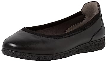 Tamaris Comfort Damen Ballerinas aus Leder Klassisch Comfort Fit, Schwarz (Black), 40 EU