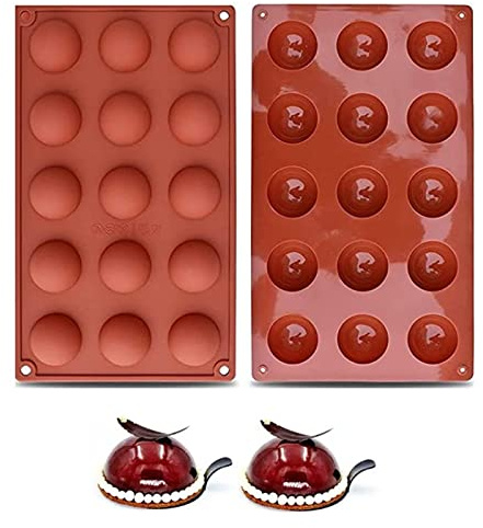 Confezione da 2 stampi semisferici per cioccolato, 15 cavità in silicone, stampo emisferico per cioccolata calda, budino, sapone, mousse