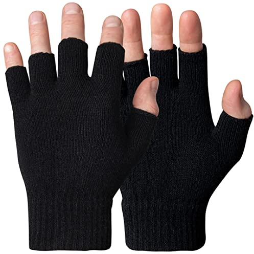 DOVORTEX Unisex-Erwachsene schwarze Wolle und Acryl, Kaltwetterhandschuhe, Einheitsgröße, Schwarz