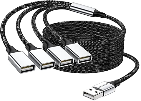 MOGOOD USB Splitter, Cavo USB 4 in 1,Hub USB Adattatore da USB a USB,Splitter USB Multi-Presa,Convertitore Cavo USB a 4 USB Femmina Multi Porte USB Cavo di Prolunga di Alimentazione USB per PC/Auto/TV