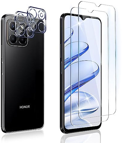 Dabuu Vetro Temperato per Honor 70 Lite, 2 Pezzi Pellicola Protettiva + 2 Pezzi Protezione Fotocamera Pellicola HD Durezza 9H Anti-Graffio Proteggi Schermo Lens Film Screen Protector-trasparente