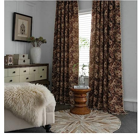 Ayoiow Verdunkelungsvorhänge Für Schiene, Gardinen Vorhänge 2Er Set Coffee 150X180CM Ür Maximale Verdunkelungsvorhang In Wohnräumen Schlafzimmern Büros Rustikale Blumen Im Ölgemälde Stil