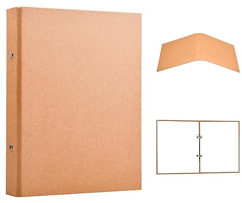 2 Stücke A4 Ringbuchordner, Kraftpapier-Einband, Ringordner A4 Nachfüllbar 2 Ringe, Lose BläTter Notizbuch Abdeckung, Metall-Zwei-Loch-Binder für Tagebuch Scrapbook Schule Büro Reise (D)