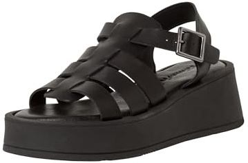 Tamaris Damen Plateau Sandalen Leder Keilabsatz Sommer; BLACK/schwarz; 40 EU